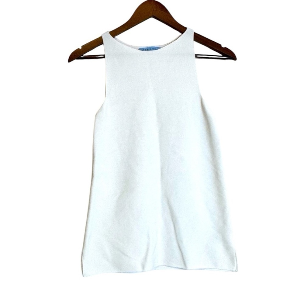 ANTONIO MELANI Classic White Extra Long Dressy Neutral Boho Tank Size XS